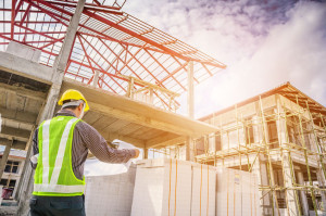 Asian business man construction engineer worker at house buildin